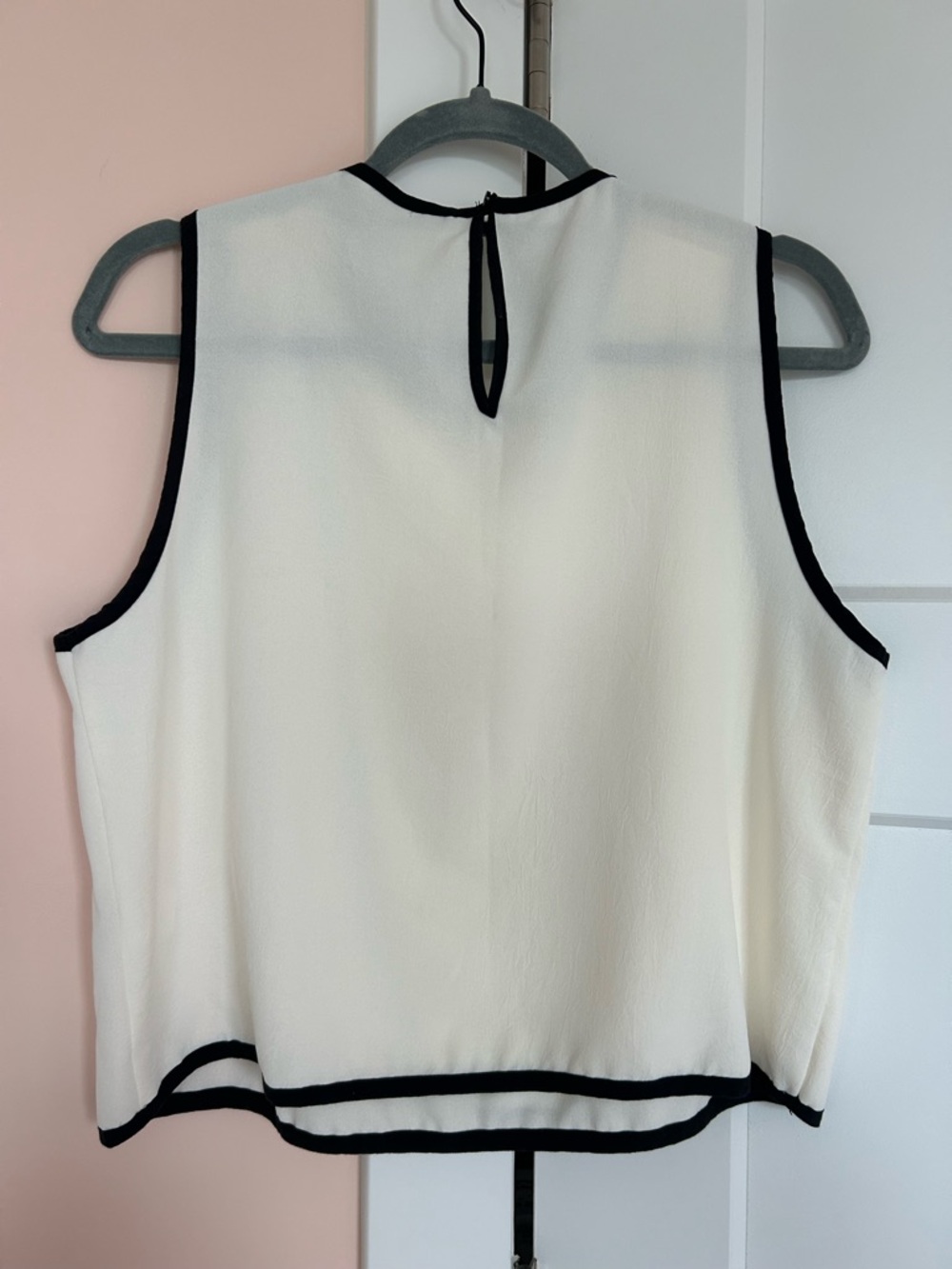 Zara White Sleeveless Contrast-Trim Top size L - Picture 5 of 7
